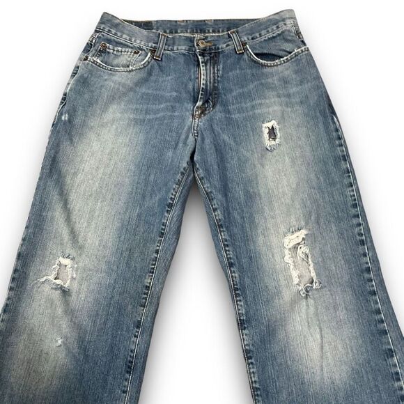 Lucky Brand Dungarees by Gene Montesano Distressed Lazy Day Jeans Size 31 - Picture 2 of 9